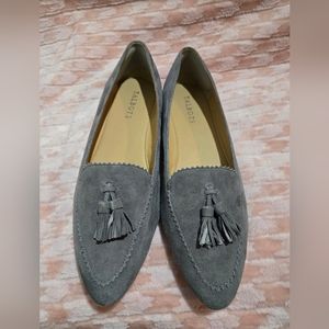 Talbots Gray Suede Moccasin Loafers Sz 8.5 M